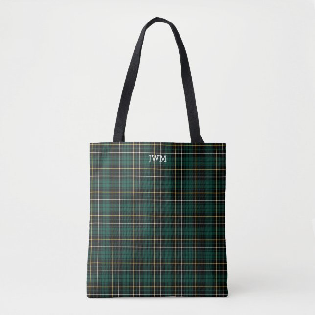 Bolso De Tela Monograma de MacAlpine Tartán verde forestal (Anverso)