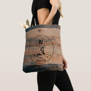 Bolso De Tela Monograma de madera rústica personalizado