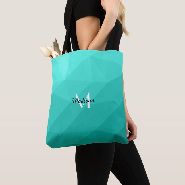 Bolso De Tela Monograma de Malla Geométrica con Gradiente Turque (Detalle)