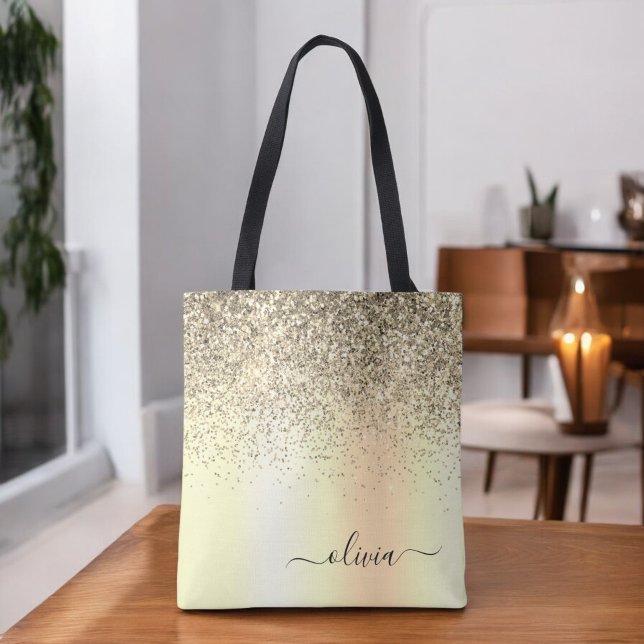 Bolso De Tela Monograma de metal con purpurina dorada Glam Nombr (Subido por el creador)