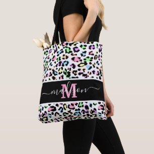 Bolso De Tela Monograma de moda de leopardo de impresión animal