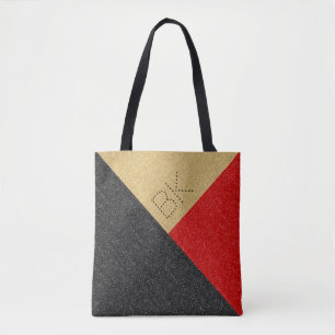 Bolso De Tela Monograma de Moda de Purpurina rojo de oro negro p