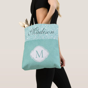 Bolso De Tela Monograma de moda para pasteles florales blancos v