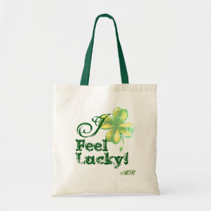 Bolso De Tela Monograma de mujer, me siento afortunada, Shamrock