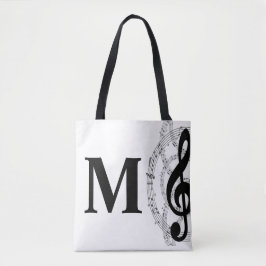 Bolso De Tela monograma de música de notas de música treble clef
