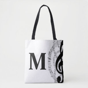 Bolso De Tela monograma de música de notas de música treble clef