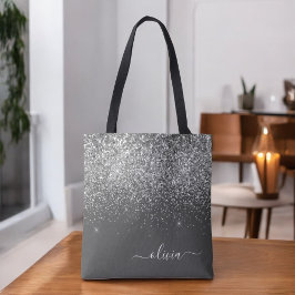 Bolso De Tela Monograma de nombre brillante con brillo femenino 