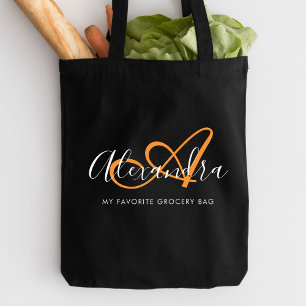Bolso De Tela Monograma de nombre con letra cursiva elegante de