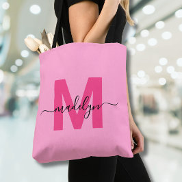Bolso De Tela Monograma de nombre con letra script moderna femen