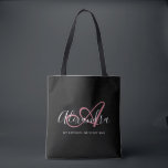 Bolso De Tela Monograma de nombre de escritura elegante rosa dor<br><div class="desc">¡Personaliza tu elegante bolsa de compras negra con monograma de moda! El texto a continuación se puede personalizar según tu frase preferida o incluso tu nombre completo; también puedes eliminarlo si lo prefieres. Si necesitas ayuda,  háznoslo saber en belytaliarecipes@gmail.com,  y estaremos encantados de ayudarte. © Belytalia 2022</div>