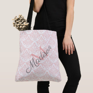 Bolso De Tela Monograma de nombre de jovencita de moda de Damask