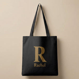Bolso De Tela Monograma de nombre moderno minimalista en dorado