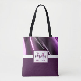 Bolso De Tela Monograma de nombre púrpura abstracto moderno