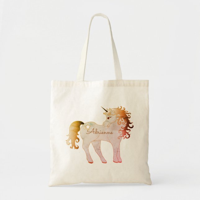 Bolso De Tela Monograma de nombre unicornio caprichoso (Frente)