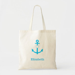 Bolso De Tela Monograma de nombres personalizados de ancla náuti