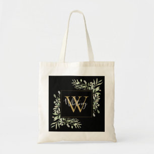 Bolso De Tela Monograma de oro negro Floral Verde 