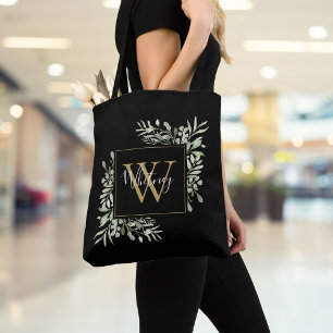 Bolso De Tela Monograma de oro negro Floral Verde