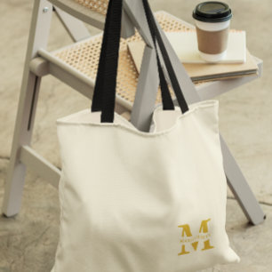 Bolso De Tela Monograma de oro Neutral Beige
