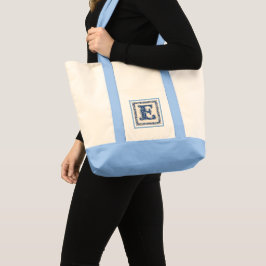 Bolso De Tela Monograma de Patrimonio Noruego - Azul