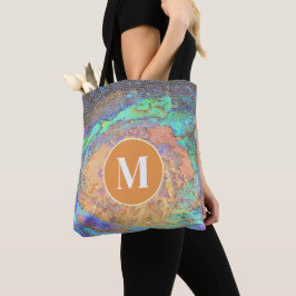 Bolso De Tela Monograma de Patrón de Mosaico de Concha de Abulón