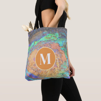 Bolso De Tela Monograma de Patrón de Mosaico de Concha de Abulón