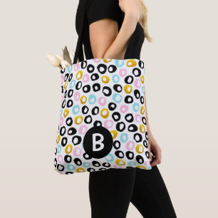 Bolso De Tela Monograma de Patrón de Puntos Abstractos de Moda
