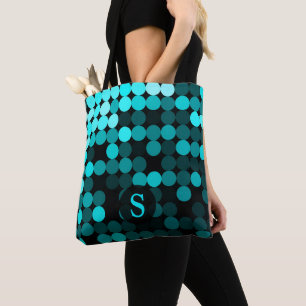 Bolso De Tela Monograma de Patrón de Puntos Turquesa Únicos Mode