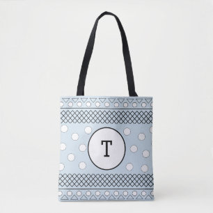 Bolso De Tela Monograma de Patrón Geométrico de Lunares Azules