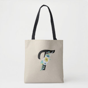 Bolso De Tela Monograma de personalizable con Floral de Blanco y