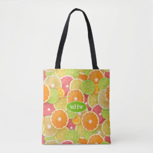Bolso De Tela Monograma de personalizado de cítricos coloridos
