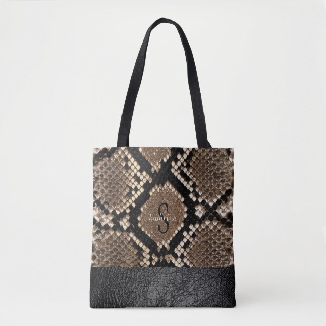 Bolso De Tela Monograma de piel y cuero de serpiente (Anverso)