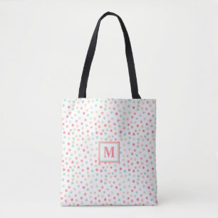 Bolso De Tela Monograma de polka-dot cutáneo en rosa, azul y ver