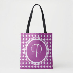 Bolso De Tela Monograma de Punto de Polka Púrpura
