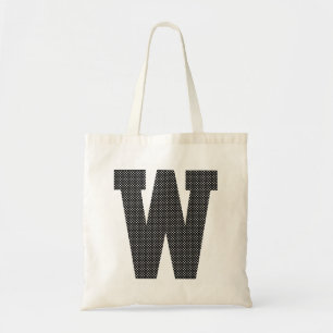 Bolso De Tela Monograma de puntos de polka blanco y negro