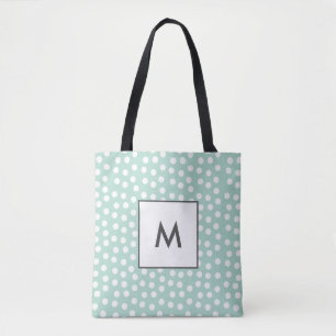 Bolso De Tela Monograma de puntos de polka verde claro