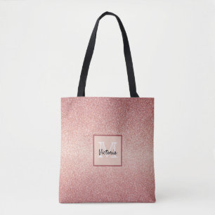 Bolso De Tela Monograma de purpurina de oro Rosa