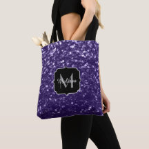 Monograma de purpurina violeta ultra violeta oscur