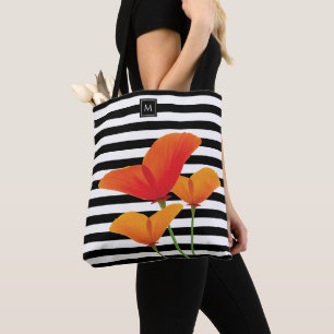 Bolso De Tela Monograma de rayas negras de Moda de amapola
