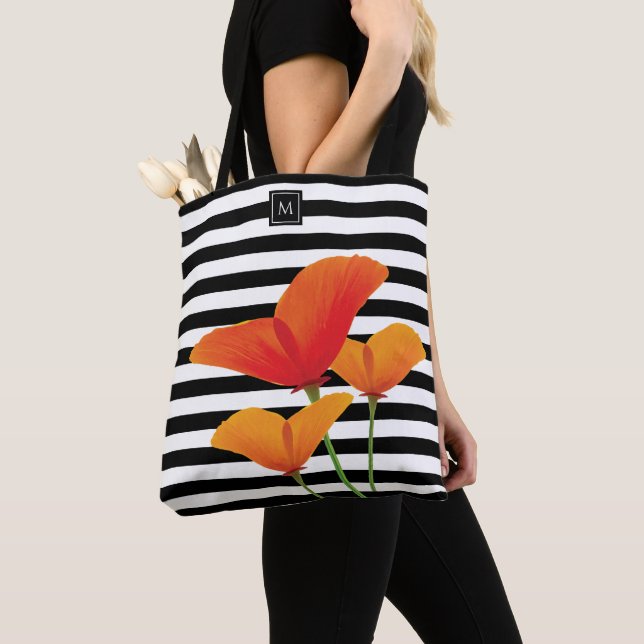 Bolso De Tela Monograma de rayas negras de Moda de amapola (Detalle)
