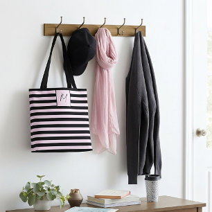 Bolso De Tela Monograma de rayas sencillas modernas