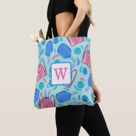 Bolso De Tela Monograma de remo y bolas azul