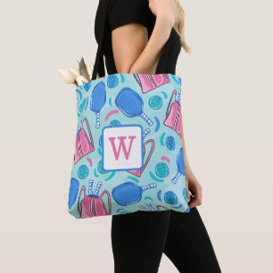 Bolso De Tela Monograma de remo y bolas azul