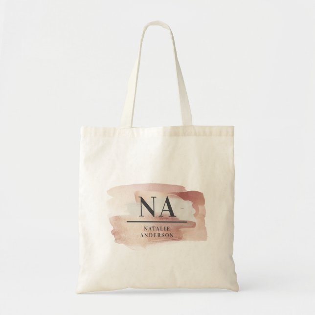 Bolso De Tela Monograma de rosa de chicas rosa moderno de diseño (Frente)