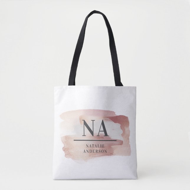 Bolso De Tela Monograma de rosa de chicas rosa moderno de diseño (Anverso)