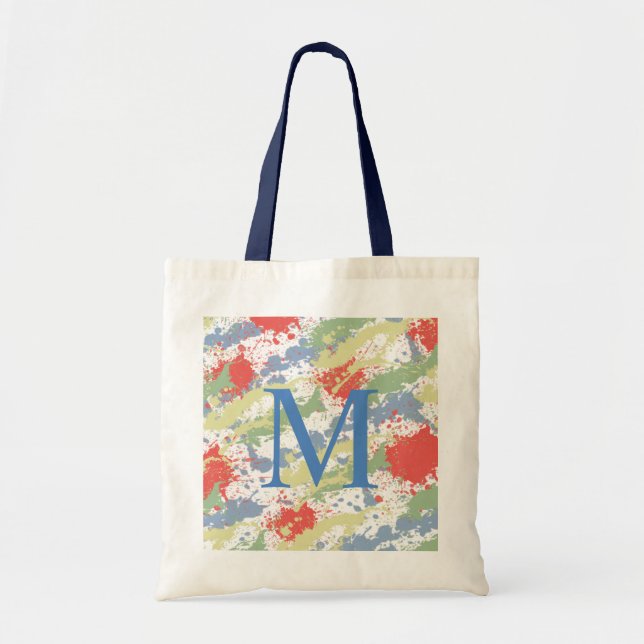 Bolso De Tela Monograma de sangrado de pintura contrastante (Frente)