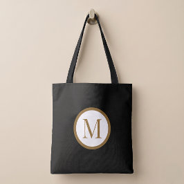 Bolso De Tela Monograma de sello central personalizado negro y d