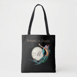 Bolso De Tela Monograma de Sirena Elegante Negro