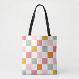 Bolso De Tela Monograma de tablero de ajedrez colorido