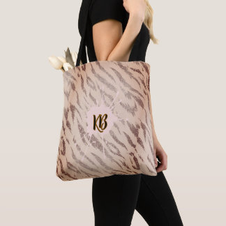 Bolso De Tela Monograma de Tigre Femenino Patrón de Animal Rosa
