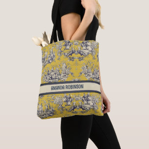 Bolso De Tela Monograma de toile amarillo de jouy de laca floral